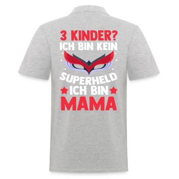 Mama Von 3 Kindern Superheldin - Männer Poloshirt - Grau meliert - Hinten - Kai (181cm)