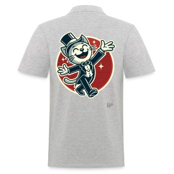 Chat drôle élégant en queue de pie avec chapeau haut de forme - Polo Homme - gris chiné - Dos - Kai (181cm)