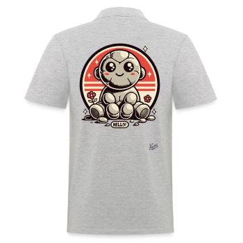 Bonjour! Singe de pierre mignon - Polo Homme - gris chiné - Dos - Kai (181cm)