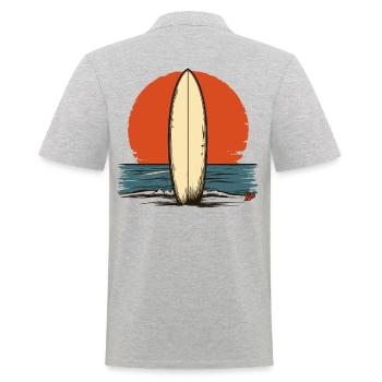 Sunset Retro Surfboard - Men's Polo Shirt - heather grey - Back - Kai (181cm)
