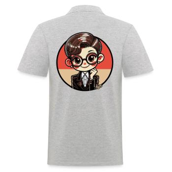Chibi Bücherwurm Nerd Mädchen im Retro-Stil - Männer Poloshirt - Grau meliert - Hinten - Kai (181cm)