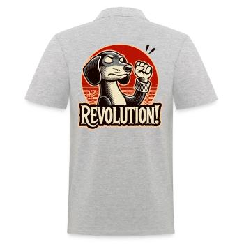 Witty Revolution and Fist Up Dachshund - Men's Polo Shirt - heather grey - Back - Kai (181cm)