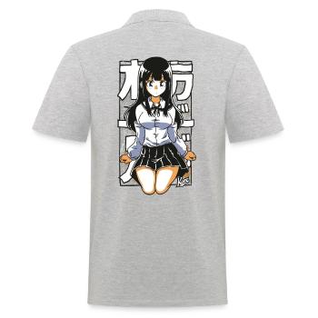 Dessin animé d’écolière japonaise - Polo Homme - gris chiné - Dos - Kai (181cm)