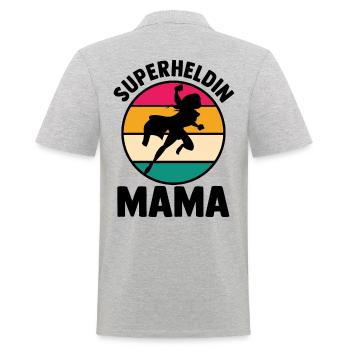 Mutter Superheldin Mama - Männer Poloshirt - Grau meliert - Hinten - Kai (181cm)