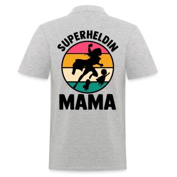 Mutter Superheldin Mama - Männer Poloshirt - Grau meliert - Hinten - Kai (181cm)