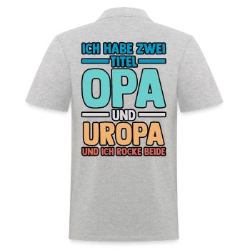 Ich Habe Zwei Titel Papa Und Opa - Männer Poloshirt - Grau meliert - Hinten - Kai (181cm)