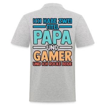 Dad Gamer Gamer Gaming Dad - Men's Polo Shirt - heather grey - Back - Kai (181cm)