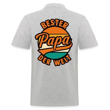 Beste Papa Der Welt - Männer Poloshirt - Grau meliert - Hinten - Kai (181cm)