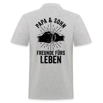 Vater Papa Und Sohn - Männer Poloshirt - Grau meliert - Hinten - Kai (181cm)