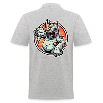 Dissatisfied and thumbs-down zombie rhinoceros - Men's Polo Shirt - heather grey - Back - Kai (181cm)
