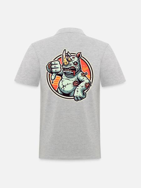 Dissatisfied and thumbs-down zombie rhinoceros - Men's Polo Shirt - heather grey