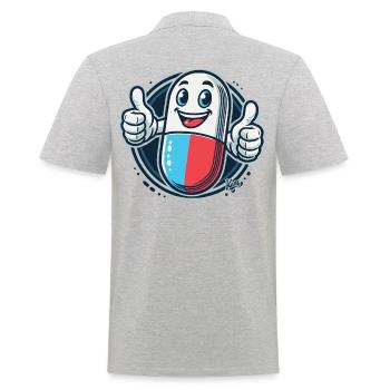 Pouce levé, pilule médicinale heureuse - Polo Homme - gris chiné - Dos - Kai (181cm)
