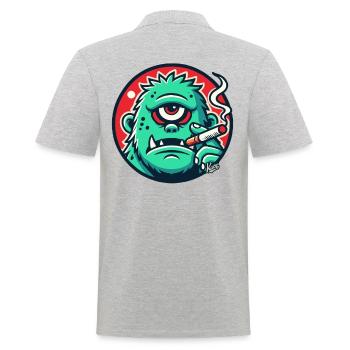 Cooler grüner Monster-Typ - Männer Poloshirt - Grau meliert - Hinten - Kai (181cm)