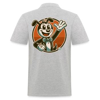 Retro Cartoon Funny Dog Waving, Hello - Men's Polo Shirt - heather grey - Back - Kai (181cm)