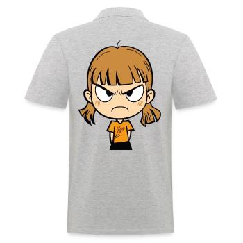 fille de dessin animé en colère - Polo Homme - gris chiné - Dos - Kai (181cm)