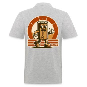 Cheerful wooden block, funny piece of wood - Men's Polo Shirt - heather grey - Back - Kai (181cm)