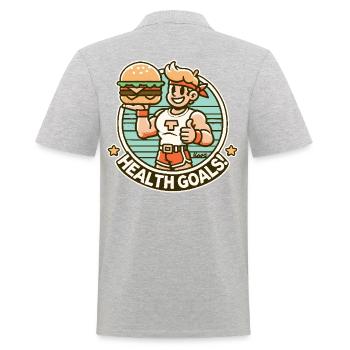 Gesundheit, gesunder Fitness Burger - Männer Poloshirt - Grau meliert - Hinten - Kai (181cm)