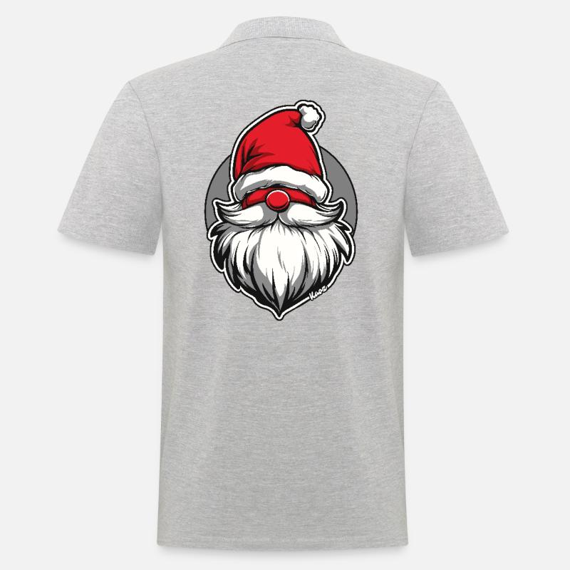 Weihnachtsmann als Gartenzwerg - Männer Poloshirt - Grau meliert