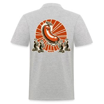 Kult der Heiligen Bratwurst - Männer Poloshirt - Grau meliert - Hinten - Kai (181cm)