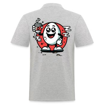 Happy Cartoon Oeuf de petit-déjeuner avec café - Polo Homme - gris chiné - Dos - Kai (181cm)