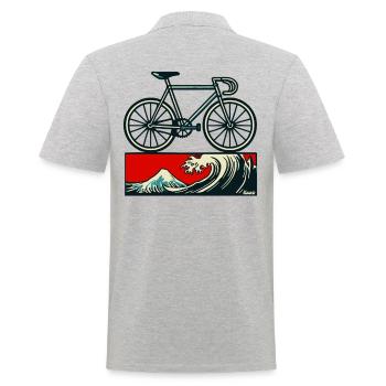 Japanisches Kanagawa Keirin Stahlbike Rennrad - Männer Poloshirt - Grau meliert - Hinten - Kai (181cm)