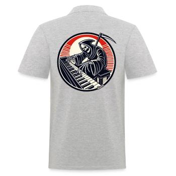 Funny skeleton at the piano - Men's Polo Shirt - heather grey - Back - Kai (181cm)