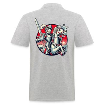 Mittelalterlicher Ritter auf seinem Pferd - Männer Poloshirt - Grau meliert - Hinten - Kai (181cm)