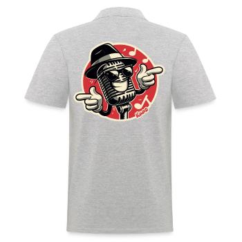 Coole Musik, Retro-Mikrofon Sonnenbrille und Hut - Männer Poloshirt - Grau meliert - Hinten - Kai (181cm)