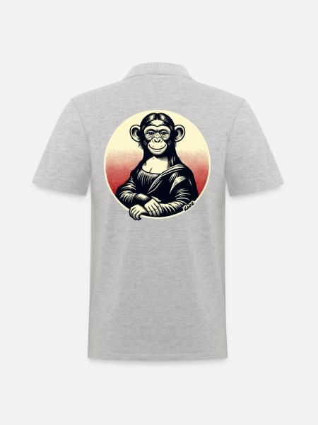 Mona Monkey – Playful Monkey Motif - Men's Polo Shirt - heather grey