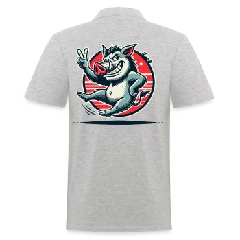 Sanglier avec signe de paix - Polo Homme - gris chiné - Dos - Kai (181cm)