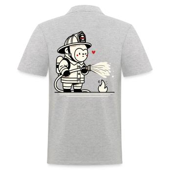 Little gorilla firefighter - Men's Polo Shirt - heather grey - Back - Kai (181cm)