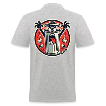 Funny Garbage Can Monster - Men's Polo Shirt - heather grey - Back - Kai (181cm)