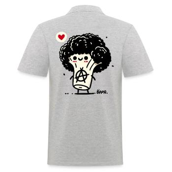 lustiger Gemüse-Anarcho-Brokkoli-Punk - Männer Poloshirt - Grau meliert - Hinten - Kai (181cm)