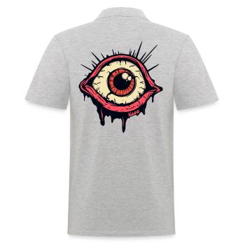 Unheimlich, hypnotisch und wach, das Auge - Männer Poloshirt - Grau meliert - Hinten - Kai (181cm)