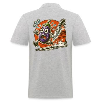 Aubergine à la volée du couteau du chef - Polo Homme - gris chiné - Dos - Kai (181cm)