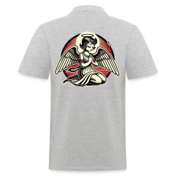 Dessin animé rétro ange en prière - Polo Homme - gris chiné - Dos - Kai (181cm)