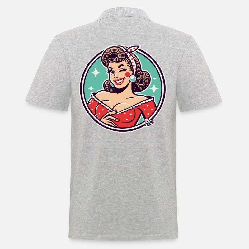 Die gute Retro Hausfrau - Männer Poloshirt - Grau meliert