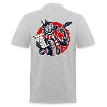 Zebra Dichter mit Papier und Feder für Gedichte - Männer Poloshirt - Grau meliert - Hinten - Kai (181cm)