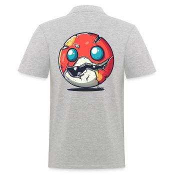 Zerbrochenes Kugel Monster mit Zähnen - Männer Poloshirt - Grau meliert - Hinten - Kai (181cm)