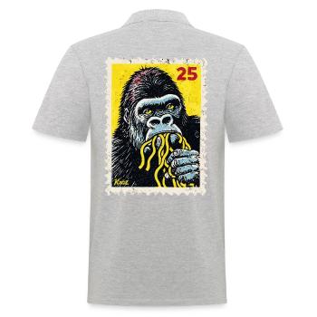 Gorilla Eats Noodles – Comic Stamp - Men's Polo Shirt - heather grey - Back - Kai (181cm)