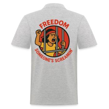Cri de liberté - Polo Homme - gris chiné - Dos - Kai (181cm)