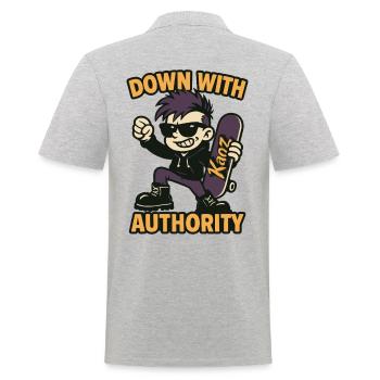 Comic-Skatepunk mit Sonnenbrille - Männer Poloshirt - Grau meliert - Hinten - Kai (181cm)