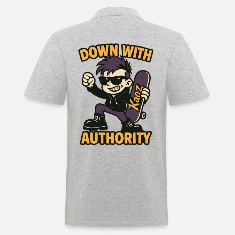 Comic-Skatepunk mit Sonnenbrille - Männer Poloshirt - Grau meliert