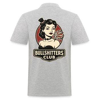 Retro lady with feather and top hat - Men's Polo Shirt - heather grey - Back - Kai (181cm)