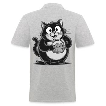 Fat cat with biscuit snacks - Men's Polo Shirt - heather grey - Back - Kai (181cm)