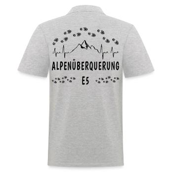 Alpenüberquerung E5 Herzschlag - Männer Poloshirt - Grau meliert - Hinten - Kai (181cm)