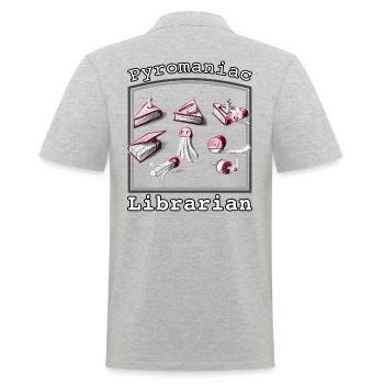 Pyromaniac Librarian Igniting Book Ideas - Men's Polo Shirt - heather grey - Back - Kai (181cm)