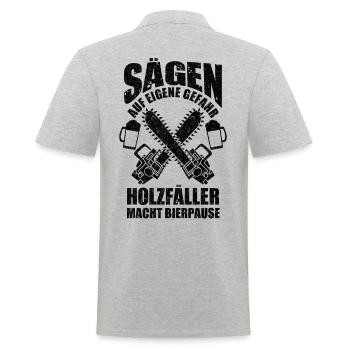Holzfäller Bier Saufen Waldarbeiter Holz Forst For - Männer Poloshirt - Grau meliert - Hinten - Kai (181cm)