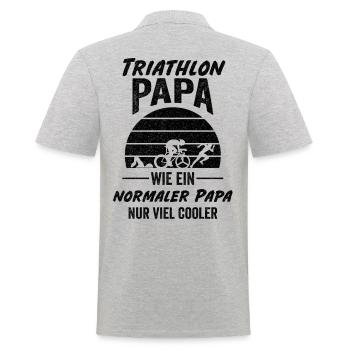 Triathlon Papa Triathlet Vater Schwimmen Laufen Va - Männer Poloshirt - Grau meliert - Hinten - Kai (181cm)