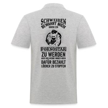 Schweißer Schweißen Metallbau Handwerker Brenner - Männer Poloshirt - Grau meliert - Hinten - Kai (181cm)